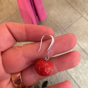 Orecchini  - MEDITERRANEA corallo rosso argento 925 zirconi