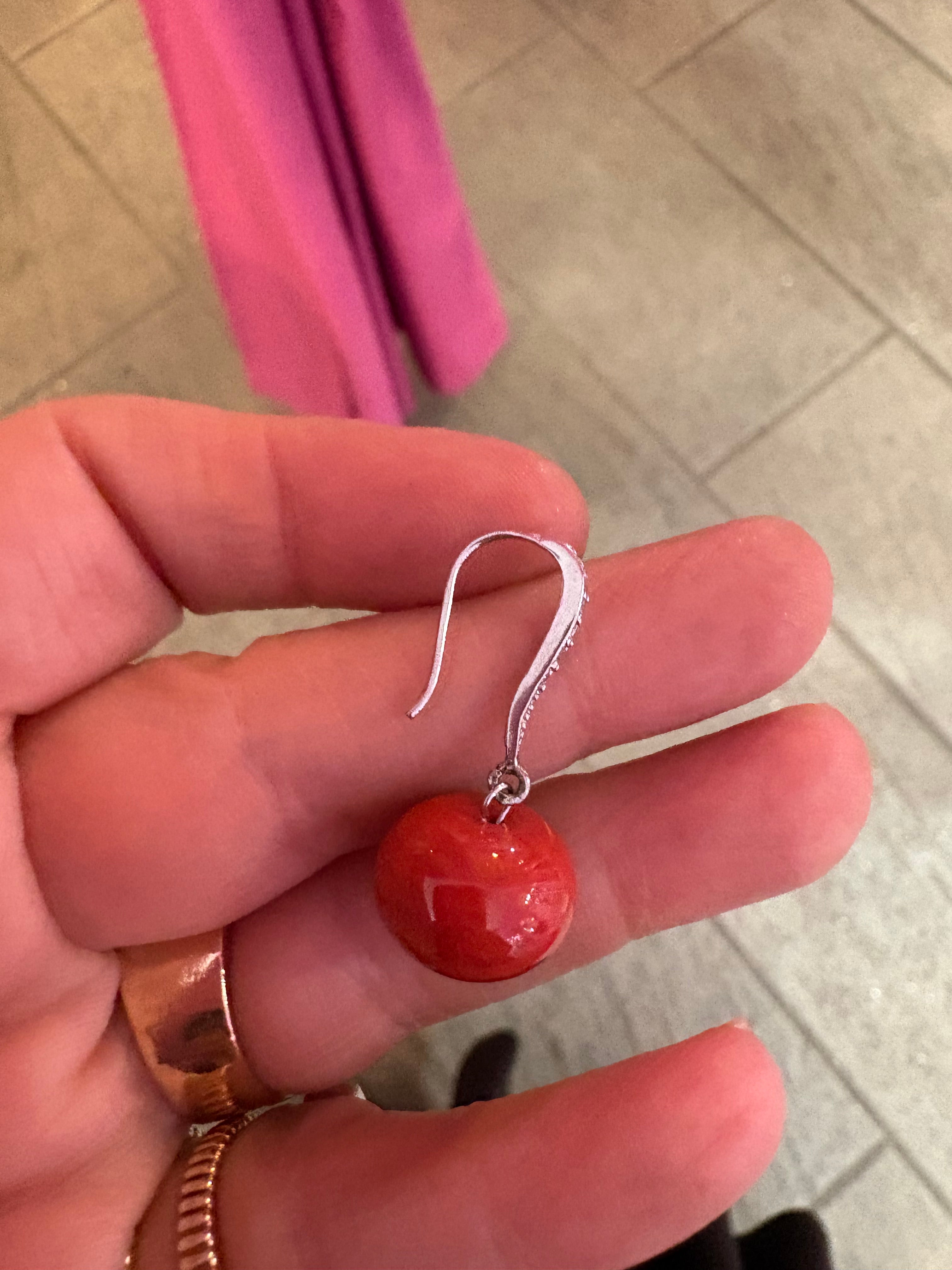 Orecchini  - MEDITERRANEA corallo rosso argento 925 zirconi