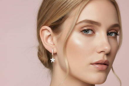 Orecchini hoop argento 925 oro giallo con stella pendente