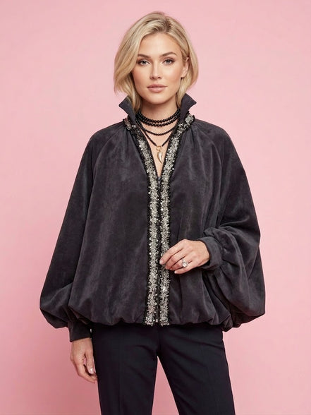 CHANELLINA bomber senza tasche : bomber a palloncino con passamaneria Couture