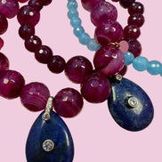 Bracciale Bisette - JAIPUR agata burgundy con charm goccia di lapislazzuli