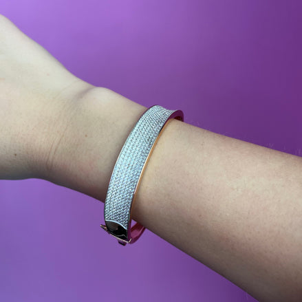 Bracciale bangle a manetta argento 925 con pavé zirconi