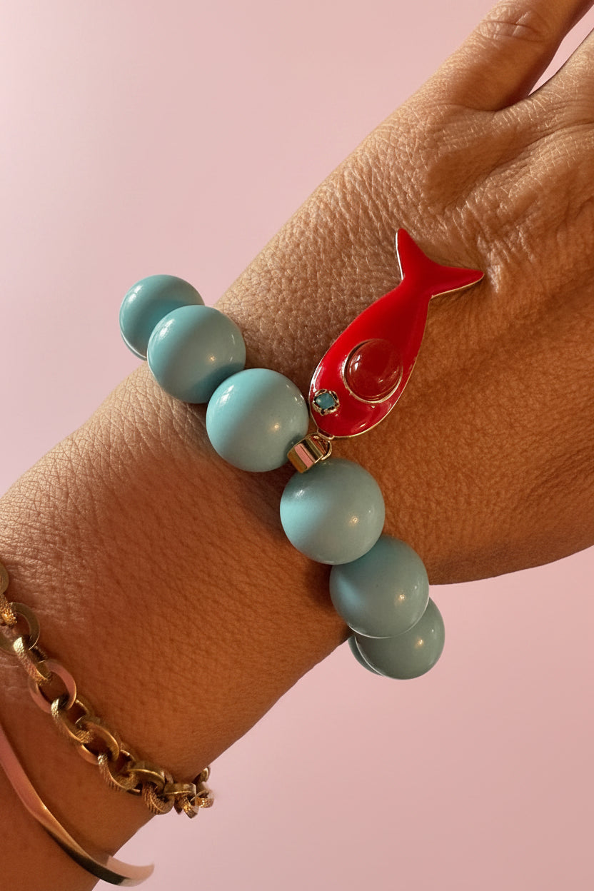 Bracciale Bisette - OCEANO  turchese con charm pesciolino