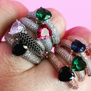 Anello MON COEUR oro rosa con zirconi bianchi/nero