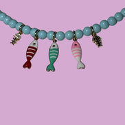 Collana POISSONS - turchese mm 4 - chiusura argento 925 -  5 pesciolini