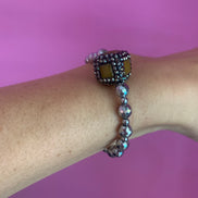 Braccialetto  Bisette ematite argento con giada e marcassite