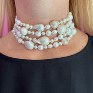 Collier argento 925 con 4 giri perle coltivate barocche