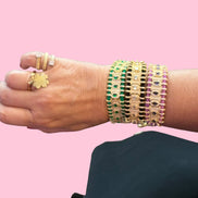 Bracciale MANTRA - Macrame’ con zirconi e ottone placcato oro giallo
