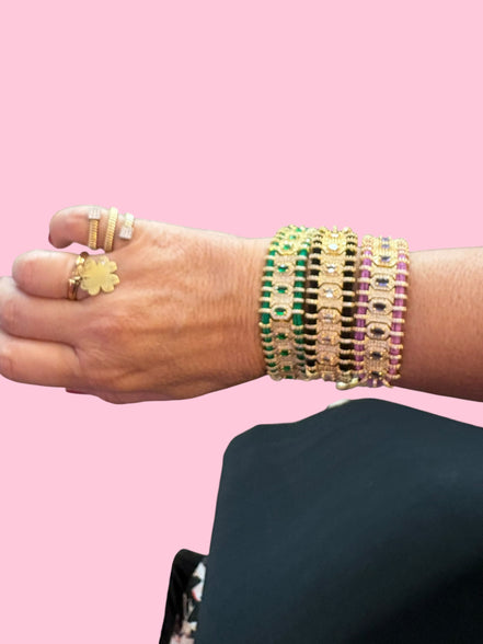 Bracciale MANTRA - Macrame’ con zirconi e ottone placcato oro giallo
