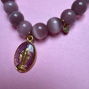 Bracciale Bisette -TALISMANI  occhi di gatto mauve  con charm Miracolosa