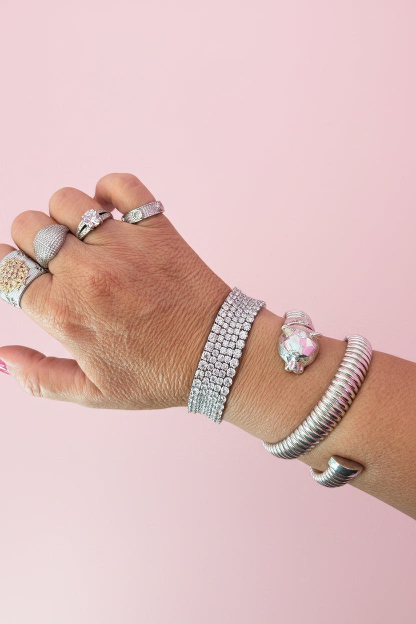 TENNIS bracciale argento 925 con zirconi bianchi - mm2 mm3 mm4