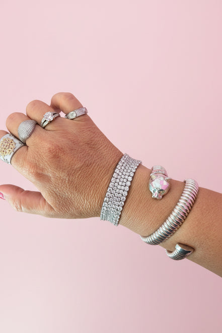 TENNIS bracciale argento 925 con zirconi bianchi - mm2 mm3 mm4