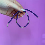 Collier rondelle viola con stelle rodio