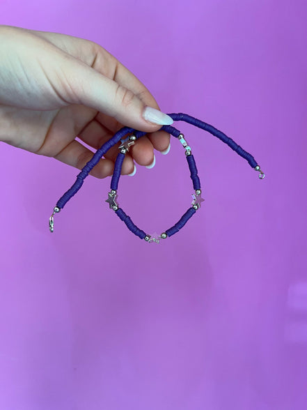 Collier rondelle viola con stelle rodio