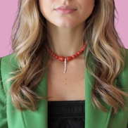 INCANTEVOLE -  MEDITERRANEA Chocker flessibile corallo rosso con tennis argento