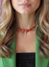 INCANTEVOLE -  MEDITERRANEA Chocker flessibile corallo rosso con tennis argento