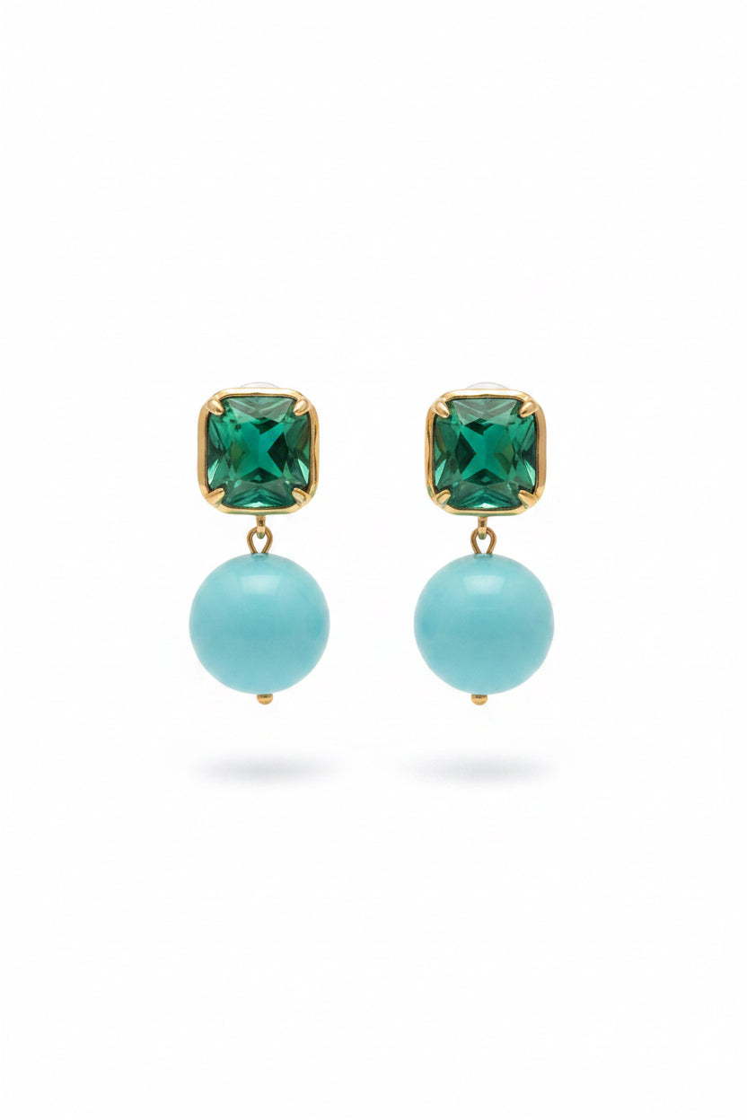 OCEANO Orecchini TURCHESE argento 925 con Agata verde