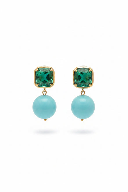 OCEANO Orecchini TURCHESE argento 925 con Agata verde