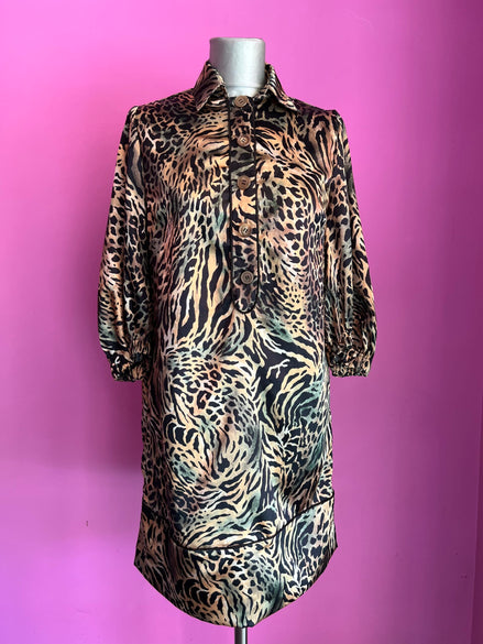 Amelié Nothomb - Abito chemisier in raso Jungle
