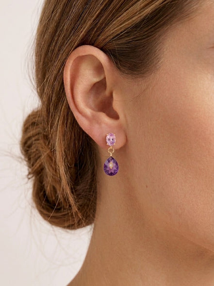 Orecchini  -JAIPUR  ametista con cristalli viola