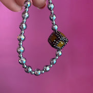 Braccialetto  Bisette ematite argento con giada e marcassite