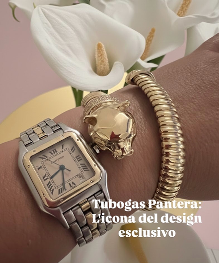 Bracciale TUBOGAS PANTERA contrarié 925 argento rose con zirconi