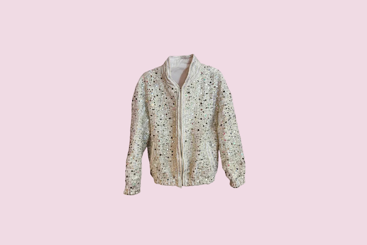 Sparkling bomber -bomber in tweed con paillettes e  Passamaneria