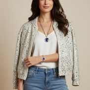 Sparkling bomber -bomber in tweed con paillettes e  Passamaneria