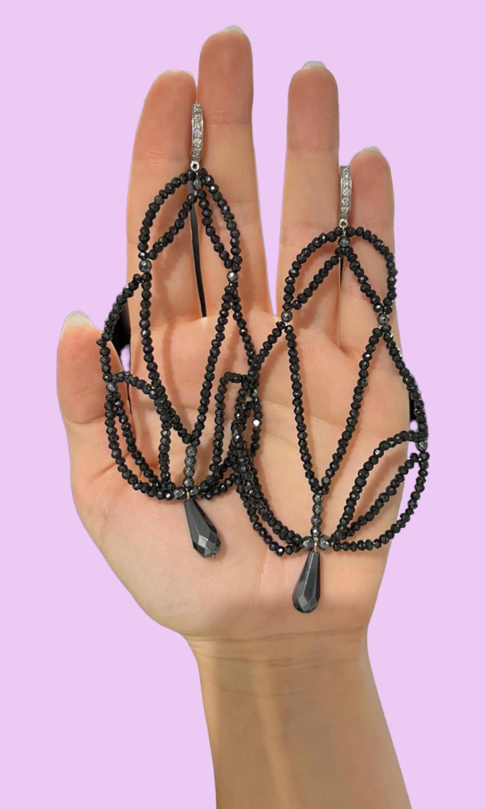 Orecchini ricamo spinello nero precious cut