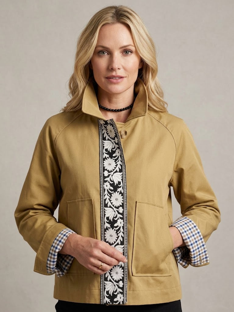 Flower  TRENCH JACKET – Giacca con Passamaneria Floreale Couture