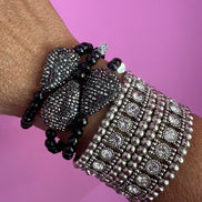 Bracciale Bisette - Onice sfere con goccia marcasite