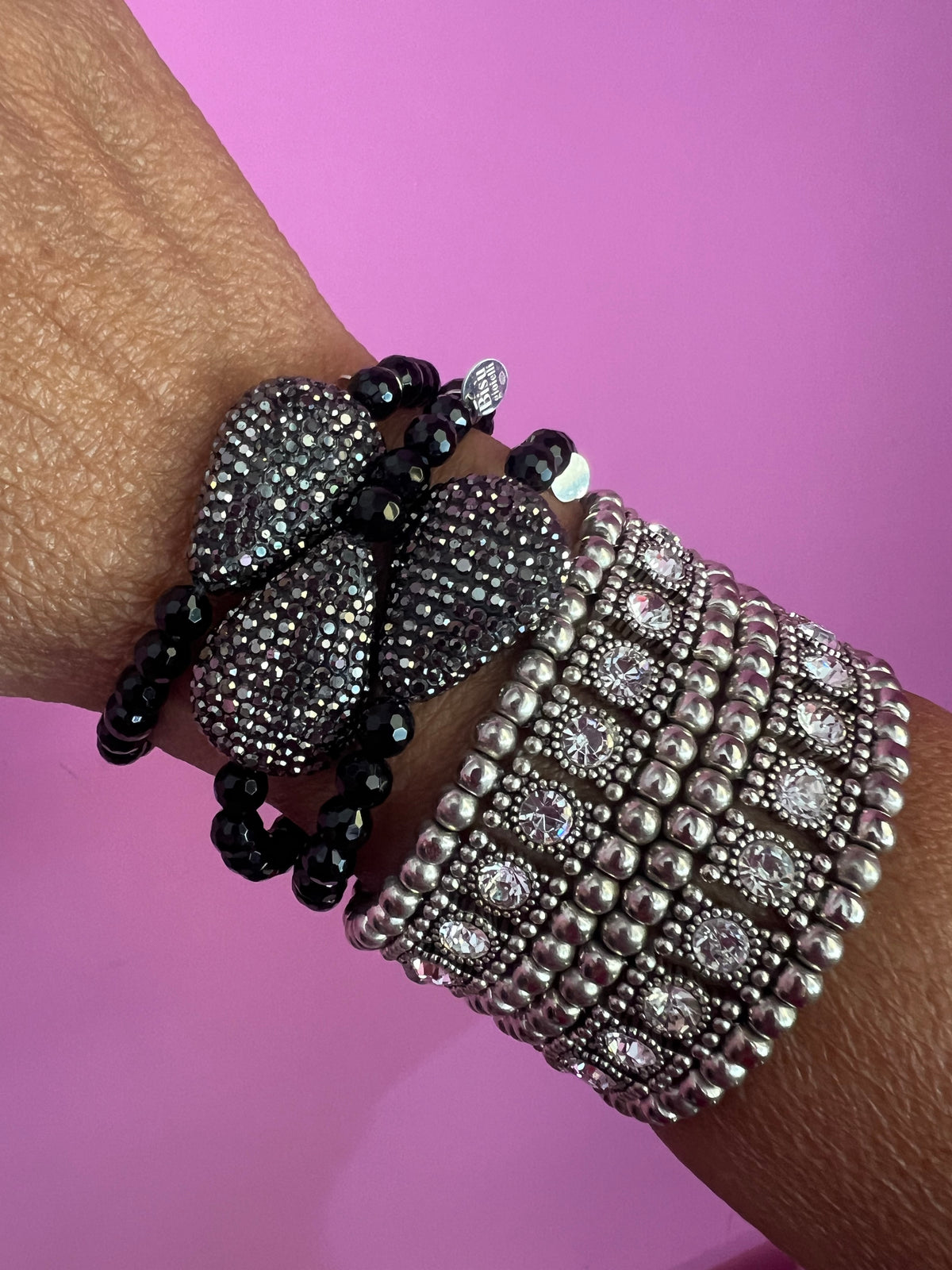 Bracciale Bisette - Onice sfere con goccia marcasite