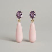 Orecchini  - MEDITERRANEA corallo rosa e cristallo viola