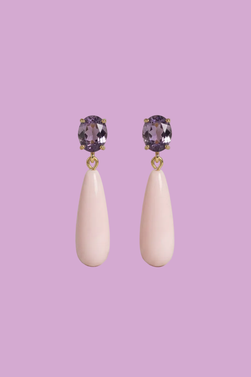 Orecchini  - MEDITERRANEA corallo rosa e cristallo viola