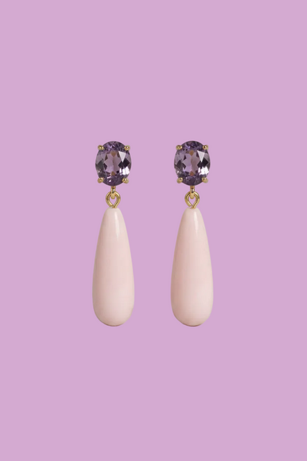 Orecchini  - MEDITERRANEA corallo rosa e cristallo viola