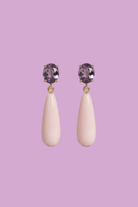 Orecchini  - MEDITERRANEA corallo rosa e cristallo viola