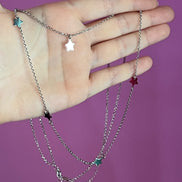 Collana doppio giro argento 925  rodio con stelline