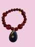 Bracciale Bisette - JAIPUR agata burgundy con charm goccia di lapislazzuli