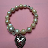 Bracciale Bisette -TALISMANI  perle  con charm Cuore Sacro