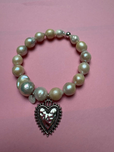 Bracciale Bisette -TALISMANI  perle  con charm Cuore Sacro