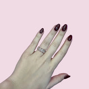 Rose gold ring with HAPPY LUCKY inscription