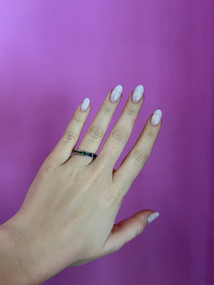 Rainbow fedina argento rodio con zirconi colorati in gradazione