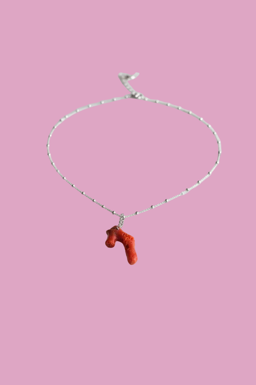 Collana MEDITERRANEA con pendente di corallo naturale
