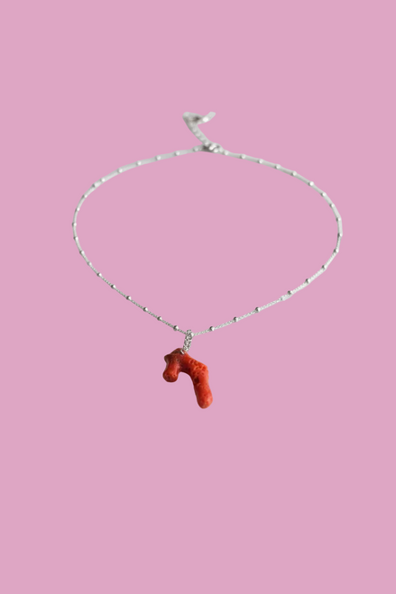 Collana MEDITERRANEA con pendente di corallo naturale
