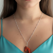 Collana MEDITERRANEA con pendente di corallo naturale