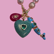 JAIPUR  - Collana sautoir perle barocche e argento 925 doppio moschettone e charms