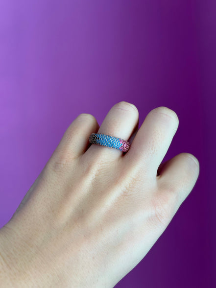 Anello RAINBOW argento 925 rosé con zirconi colorati - mis 17