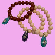 Bracciale Bisette - JAIPUR  OCEANO  corallo rosso  con charm turchese stella
