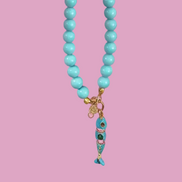 Collana OCEANO - Turchese  mm 10 - chiusura gioiello argento 925 - cm 60