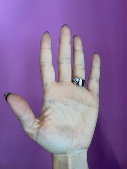 Anello rodio con incisione "Invidiami in silenzio" misura 13/14